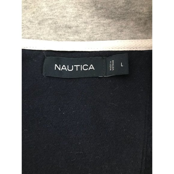 Nautica Mens L Navy Blue 1/4 Zip Pullover Sweater *6 - Picture 3 of 3